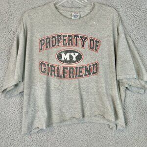 Vintage 90s Property Of My Girlfriend Crop T-Shirt Adult‎ Size Xl Y2K Humor Top